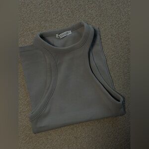 Zara Ribbed Sleeveless Tank Top in Light Gray